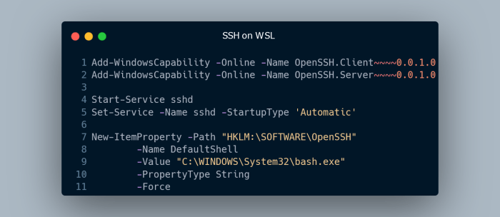 ssh wsl enable linux