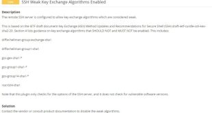 ssh server supports weak key exchange algorithms terbaru