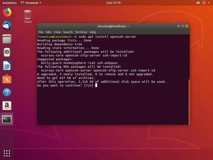 ssh ubuntu enable install service server command start installation will successful automatically verify completed once