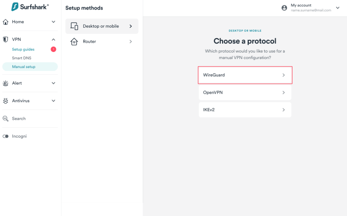 surfshark wireguard config terbaru